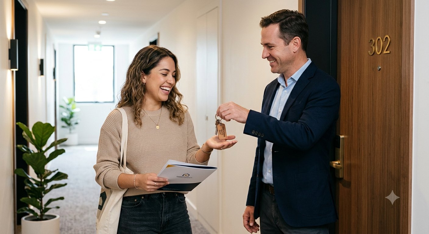 Entrega de llaves de la vivienda reformada al cliente de Kitchee Haus